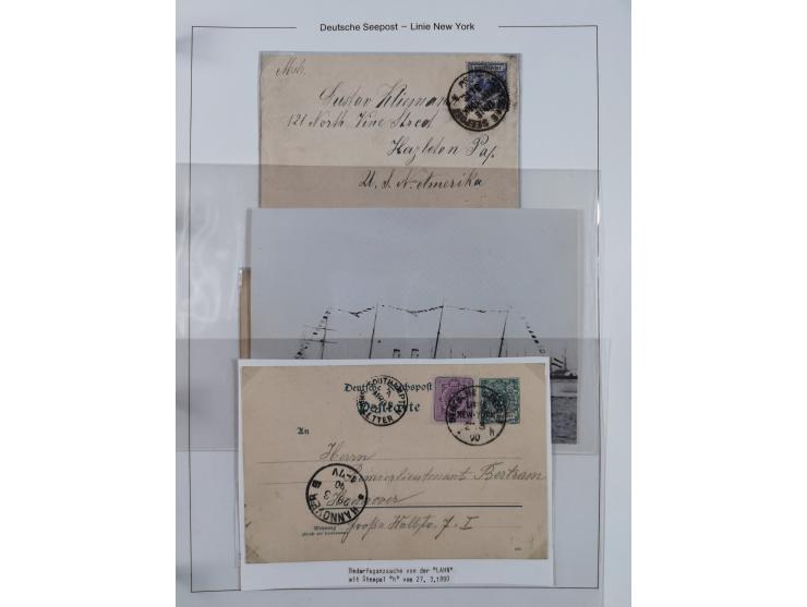 1889/91, Sammlung “DSP LINIE NEW YorK” mit Unterscheidungsbuchstaben &nbsp;“a” bis “l” mit 36 Briefen und GSK mit durchgehend