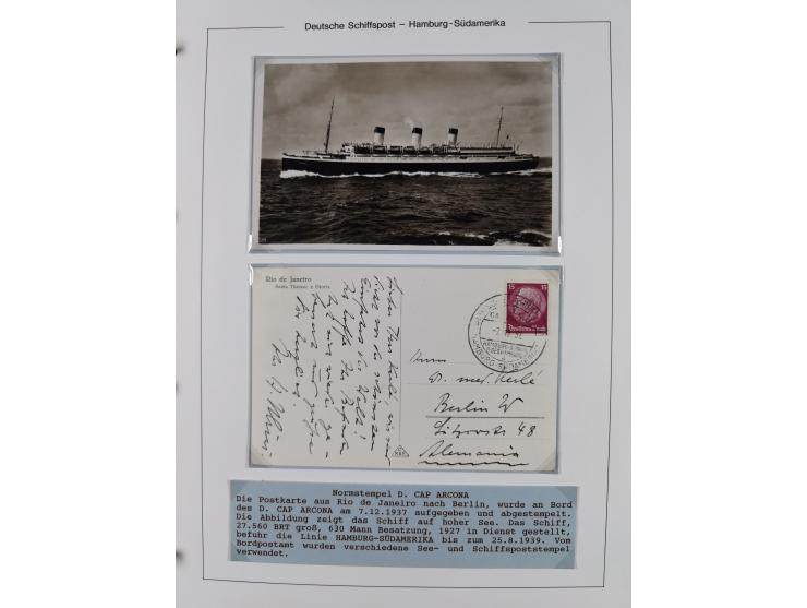 1923/39, Sammlung “DSP HAMBURG-SÜDAMERIKA” mit ca. 60 Briefen, Karten und GSK sowie 2 Menükarten und einige, meist ungebrauch