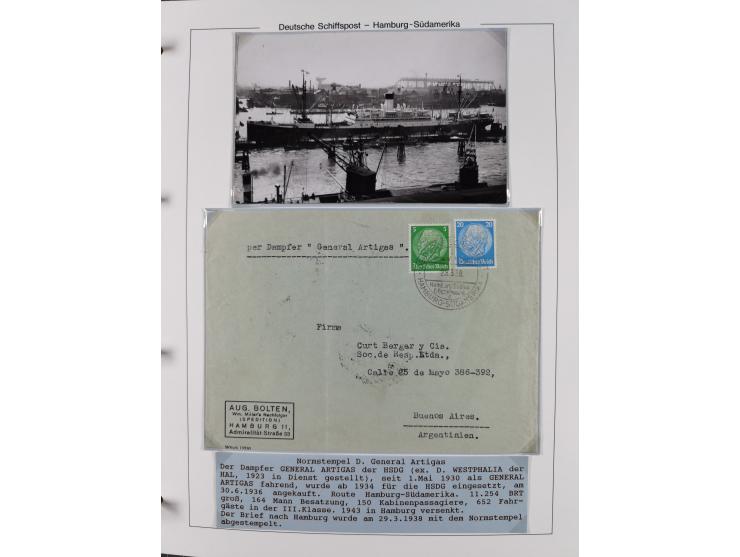 1923/39, Sammlung “DSP HAMBURG-SÜDAMERIKA” mit ca. 60 Briefen, Karten und GSK sowie 2 Menükarten und einige, meist ungebrauch
