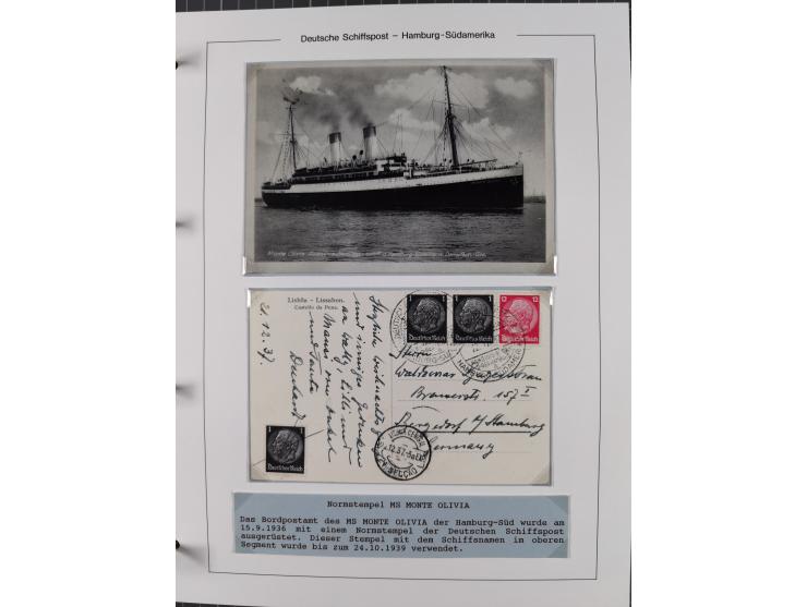 1923/39, Sammlung “DSP HAMBURG-SÜDAMERIKA” mit ca. 60 Briefen, Karten und GSK sowie 2 Menükarten und einige, meist ungebrauch