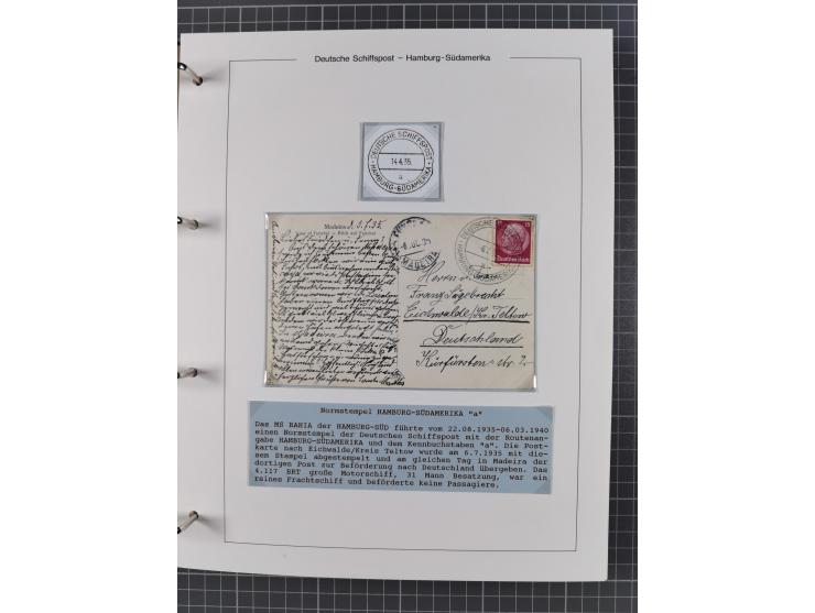 1923/39, Sammlung “DSP HAMBURG-SÜDAMERIKA” mit ca. 60 Briefen, Karten und GSK sowie 2 Menükarten und einige, meist ungebrauch