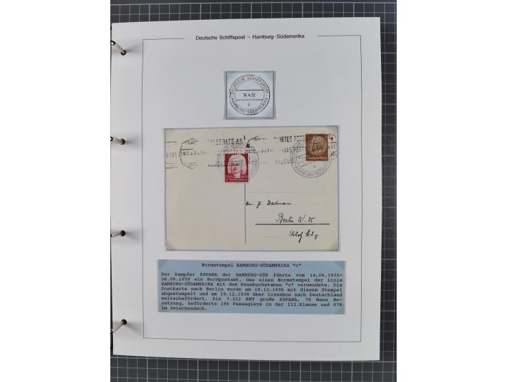 1923/39, Sammlung “DSP HAMBURG-SÜDAMERIKA” mit ca. 60 Briefen, Karten und GSK sowie 2 Menükarten und einige, meist ungebrauch