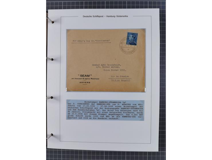 1923/39, Sammlung “DSP HAMBURG-SÜDAMERIKA” mit ca. 60 Briefen, Karten und GSK sowie 2 Menükarten und einige, meist ungebrauch