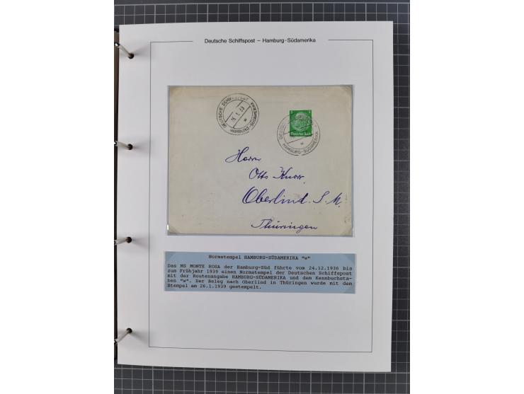 1923/39, Sammlung “DSP HAMBURG-SÜDAMERIKA” mit ca. 60 Briefen, Karten und GSK sowie 2 Menükarten und einige, meist ungebrauch