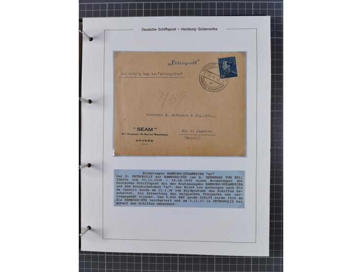1923/39, Sammlung “DSP HAMBURG-SÜDAMERIKA” mit ca. 60 Briefen, Karten und GSK sowie 2 Menükarten und einige, meist ungebrauch