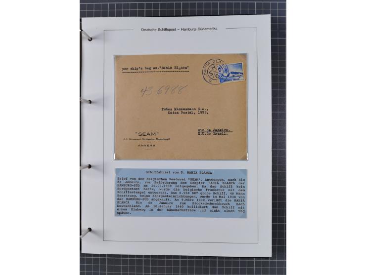 1923/39, Sammlung “DSP HAMBURG-SÜDAMERIKA” mit ca. 60 Briefen, Karten und GSK sowie 2 Menükarten und einige, meist ungebrauch