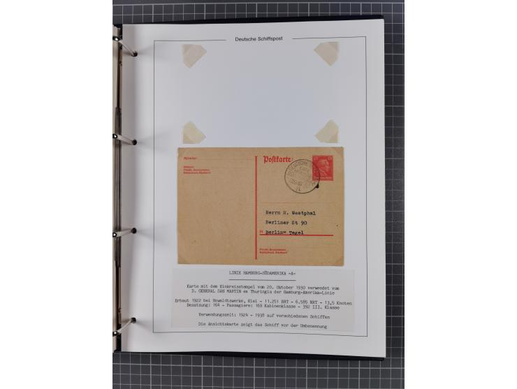 1923/39, Sammlung “DSP HAMBURG-SÜDAMERIKA” mit ca. 60 Briefen, Karten und GSK sowie 2 Menükarten und einige, meist ungebrauch