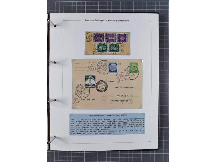 1923/39, Sammlung “DSP HAMBURG-SÜDAMERIKA” mit ca. 60 Briefen, Karten und GSK sowie 2 Menükarten und einige, meist ungebrauch
