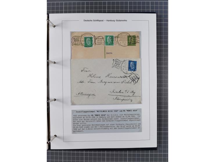 1923/39, Sammlung “DSP HAMBURG-SÜDAMERIKA” mit ca. 60 Briefen, Karten und GSK sowie 2 Menükarten und einige, meist ungebrauch