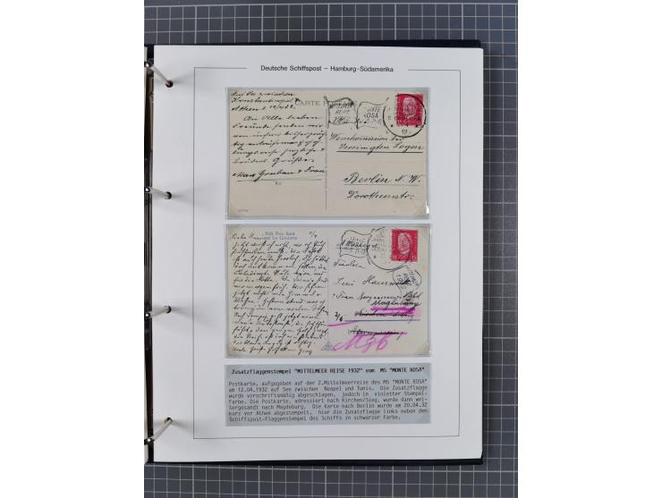 1923/39, Sammlung “DSP HAMBURG-SÜDAMERIKA” mit ca. 60 Briefen, Karten und GSK sowie 2 Menükarten und einige, meist ungebrauch