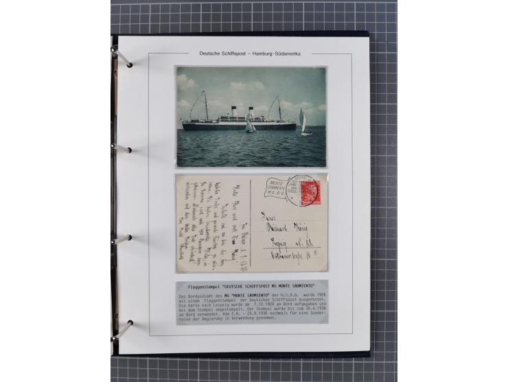 1923/39, Sammlung “DSP HAMBURG-SÜDAMERIKA” mit ca. 60 Briefen, Karten und GSK sowie 2 Menükarten und einige, meist ungebrauch
