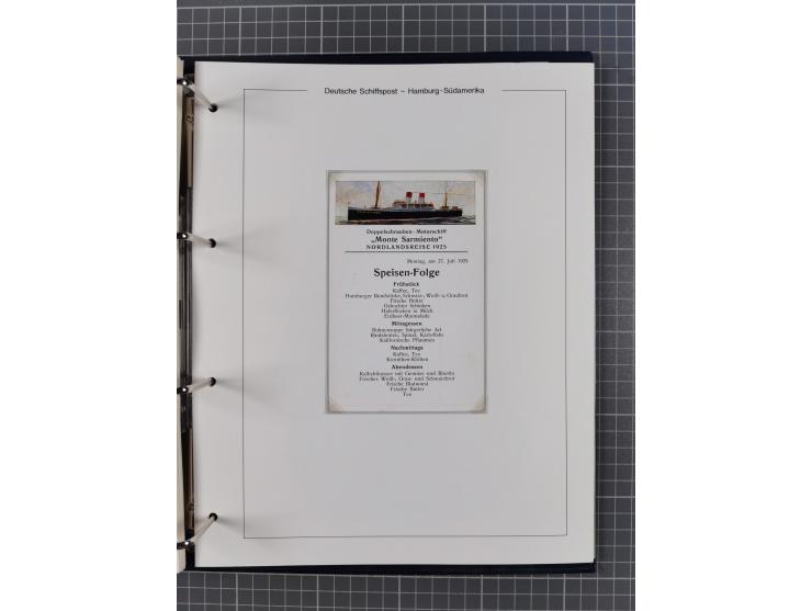 1923/39, Sammlung “DSP HAMBURG-SÜDAMERIKA” mit ca. 60 Briefen, Karten und GSK sowie 2 Menükarten und einige, meist ungebrauch