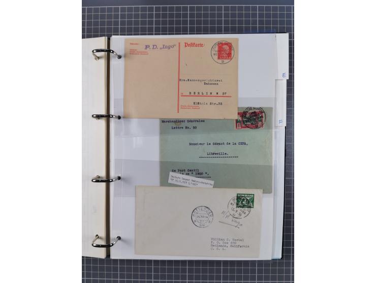 1927/36, kleine Sammlung “DSP LINIE HAMBURG-WESTAFRIKA” mit Unterscheidungsbuchstaben “A” bis “F” bzw. “a” bis “c” mit 20 Bri