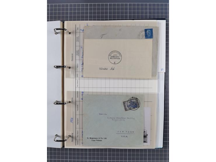 1927/36, kleine Sammlung “DSP LINIE HAMBURG-WESTAFRIKA” mit Unterscheidungsbuchstaben “A” bis “F” bzw. “a” bis “c” mit 20 Bri