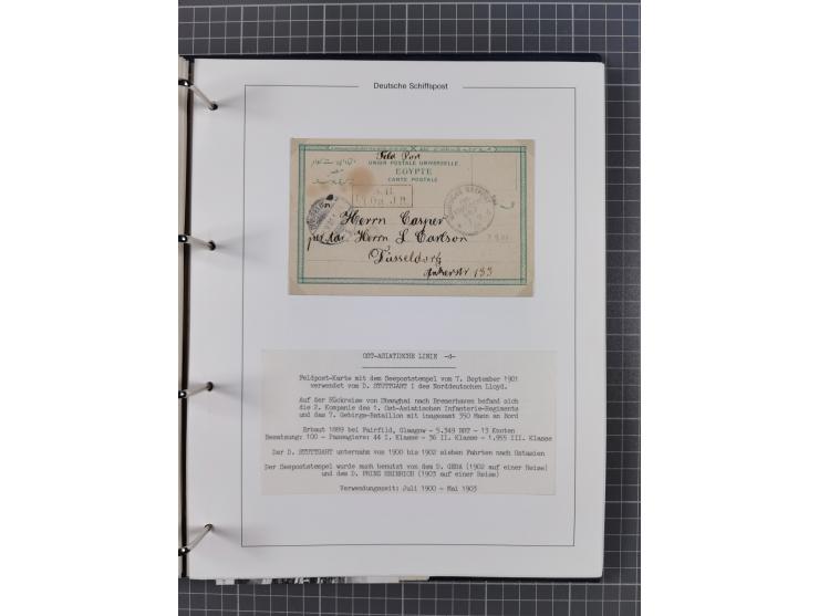 1891/1935, Sammlung “OST-ASIATISCHE HAUPTLINIE” bzw. “OST ASIATISCHE LINIE” mit über 90 Briefen, Karten und Ganzsachen. Dabei