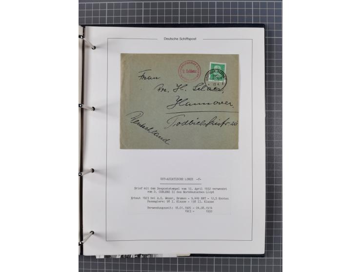 1891/1935, Sammlung “OST-ASIATISCHE HAUPTLINIE” bzw. “OST ASIATISCHE LINIE” mit über 90 Briefen, Karten und Ganzsachen. Dabei