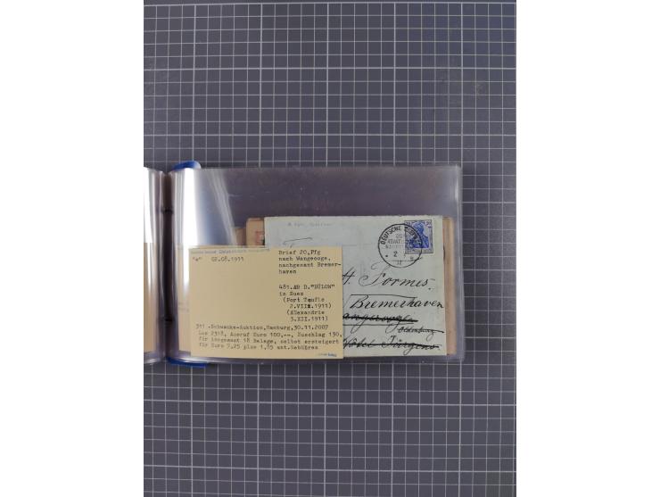 1891/1935, Sammlung “OST-ASIATISCHE HAUPTLINIE” bzw. “OST ASIATISCHE LINIE” mit über 90 Briefen, Karten und Ganzsachen. Dabei