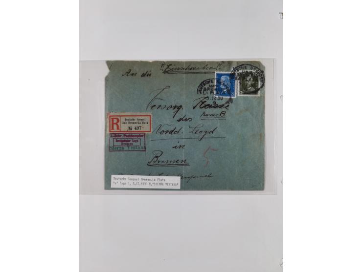 1923/32, kleine Partie “LINIE BREMEN-LA PLATA”, “BREMEN-CUBA”, “HAMBURG-CUBA-MEXIKO” und “HAMBURG-MEXIKO” mit 11 Briefen, Kar