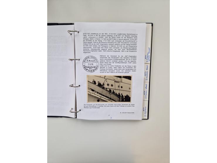 1934/39, interessante Sammlung “Kraft durch Freude” des NORDD. LLYOD BREMEN mit über Briefen, Karten und GSK. Dazu Menükarten