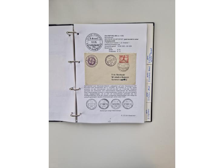 1934/39, interessante Sammlung “Kraft durch Freude” des NORDD. LLYOD BREMEN mit über Briefen, Karten und GSK. Dazu Menükarten