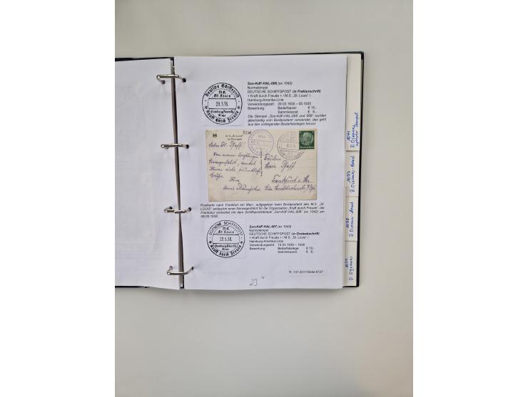 1934/39, interessante Sammlung “Kraft durch Freude” des NORDD. LLYOD BREMEN mit über Briefen, Karten und GSK. Dazu Menükarten