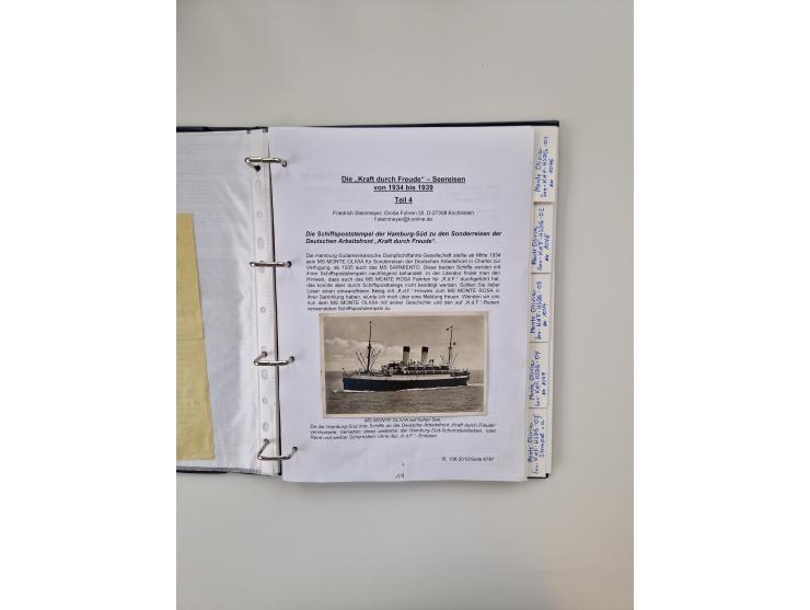 1934/39, interessante Sammlung “Kraft durch Freude” des NORDD. LLYOD BREMEN mit über Briefen, Karten und GSK. Dazu Menükarten