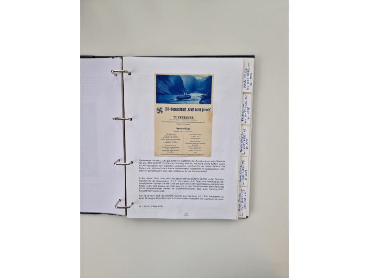 1934/39, interessante Sammlung “Kraft durch Freude” des NORDD. LLYOD BREMEN mit über Briefen, Karten und GSK. Dazu Menükarten