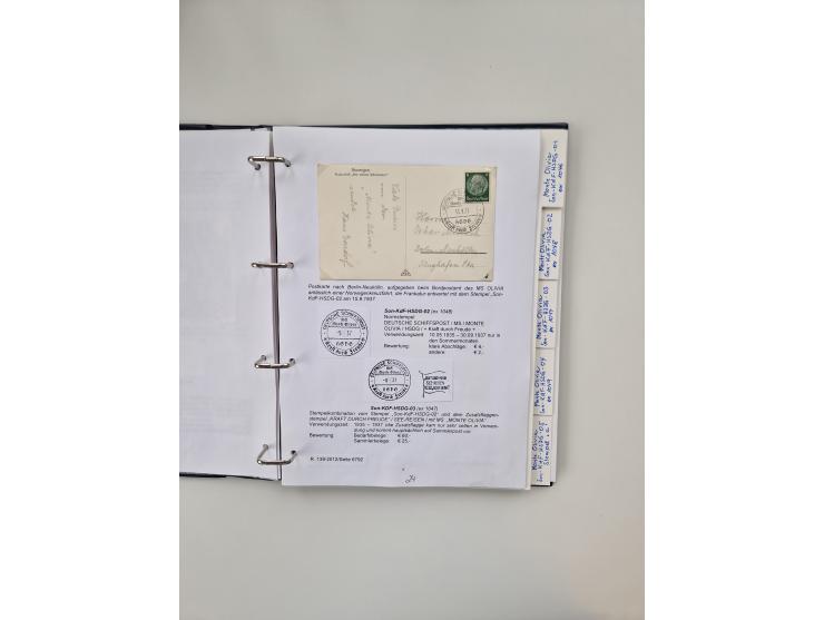 1934/39, interessante Sammlung “Kraft durch Freude” des NORDD. LLYOD BREMEN mit über Briefen, Karten und GSK. Dazu Menükarten