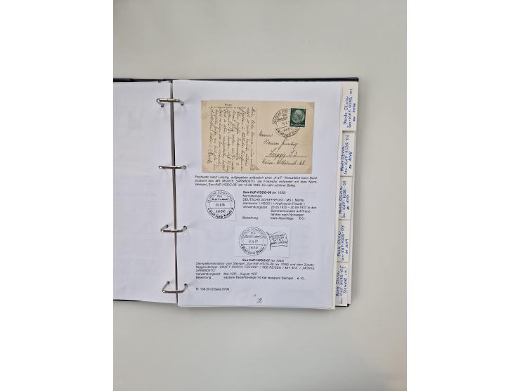 1934/39, interessante Sammlung “Kraft durch Freude” des NORDD. LLYOD BREMEN mit über Briefen, Karten und GSK. Dazu Menükarten