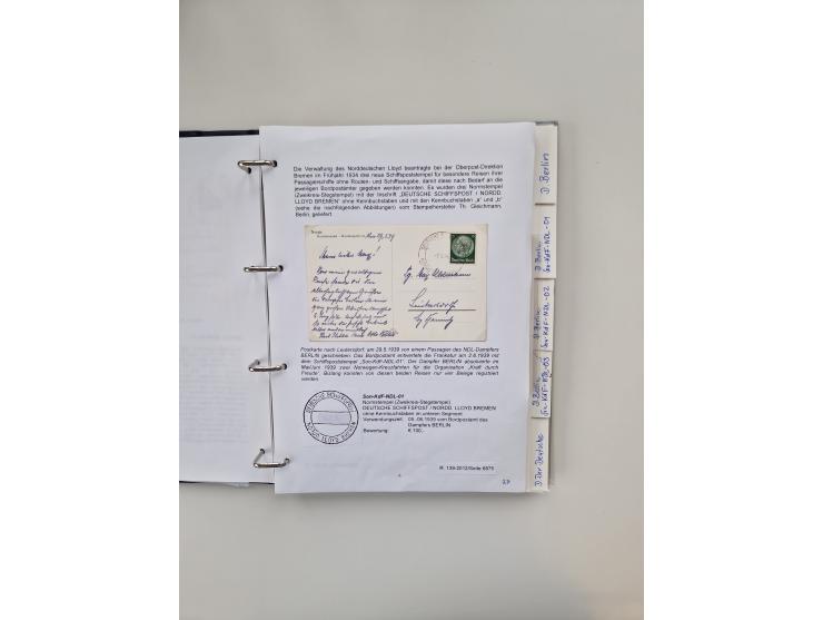 1934/39, interessante Sammlung “Kraft durch Freude” des NORDD. LLYOD BREMEN mit über Briefen, Karten und GSK. Dazu Menükarten