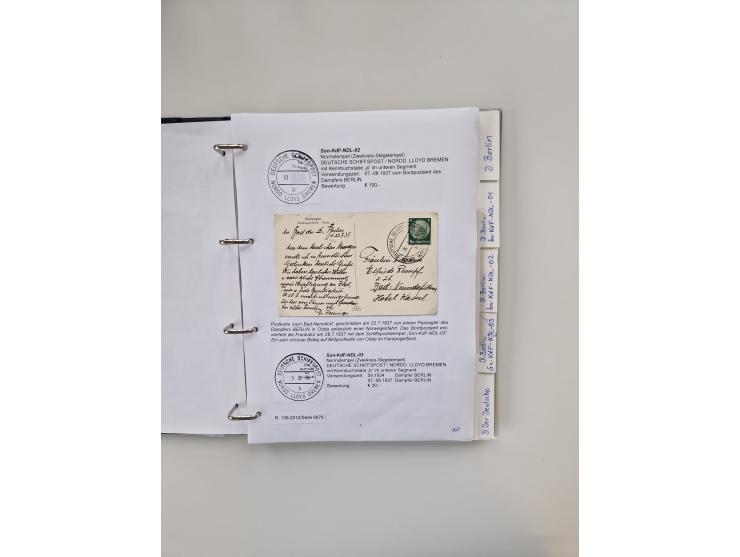 1934/39, interessante Sammlung “Kraft durch Freude” des NORDD. LLYOD BREMEN mit über Briefen, Karten und GSK. Dazu Menükarten