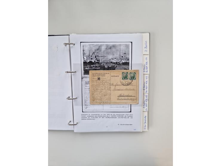 1934/39, interessante Sammlung “Kraft durch Freude” des NORDD. LLYOD BREMEN mit über Briefen, Karten und GSK. Dazu Menükarten