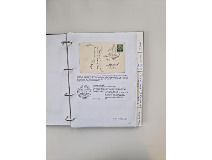 1934/39, interessante Sammlung “Kraft durch Freude” des NORDD. LLYOD BREMEN mit über Briefen, Karten und GSK. Dazu Menükarten