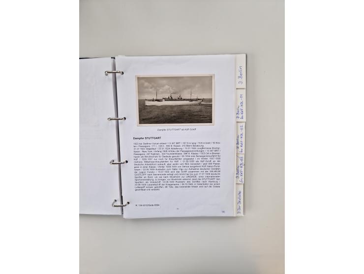 1934/39, interessante Sammlung “Kraft durch Freude” des NORDD. LLYOD BREMEN mit über Briefen, Karten und GSK. Dazu Menükarten