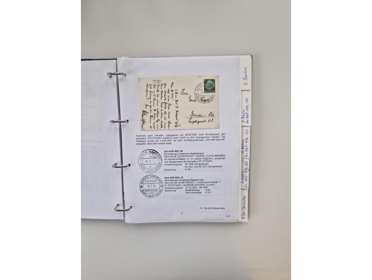 1934/39, interessante Sammlung “Kraft durch Freude” des NORDD. LLYOD BREMEN mit über Briefen, Karten und GSK. Dazu Menükarten