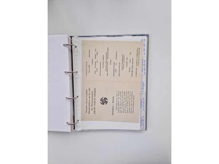 1934/39, interessante Sammlung “Kraft durch Freude” des NORDD. LLYOD BREMEN mit über Briefen, Karten und GSK. Dazu Menükarten