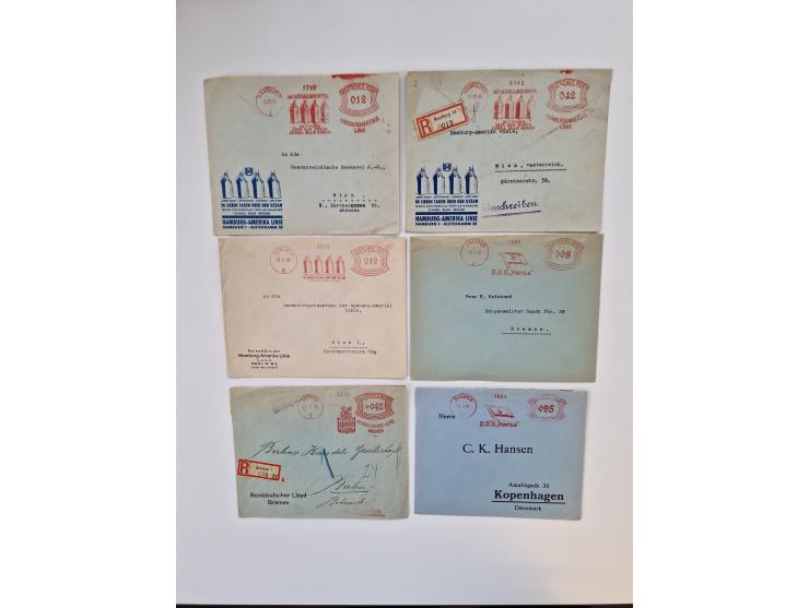 1926/70 (ca.), interessante Sammlung “Absenderfreistempel der Reedereien” mit ca. 140 Briefen/Karten inkl. Doubletten und etl