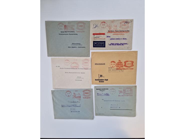 1926/70 (ca.), interessante Sammlung “Absenderfreistempel der Reedereien” mit ca. 140 Briefen/Karten inkl. Doubletten und etl