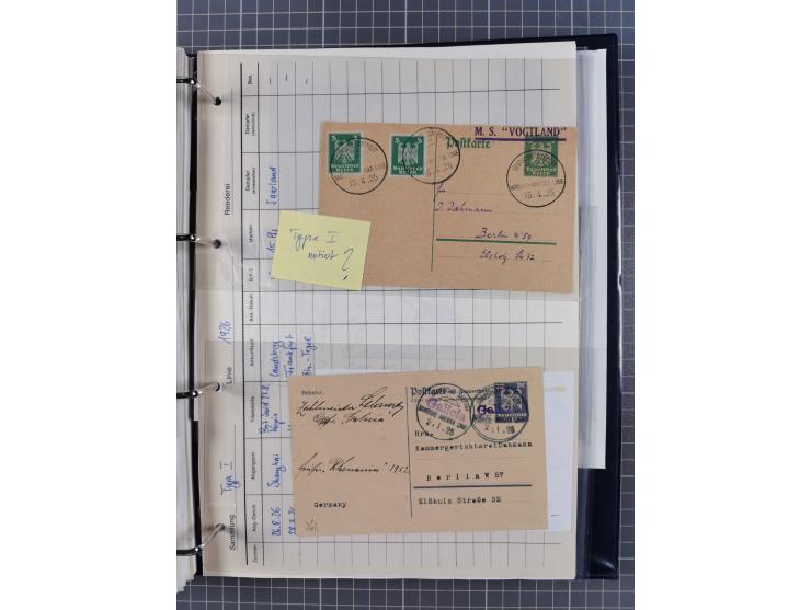 1913/39, interessante Sammlung “Kreisstempel mit Segment oben der Hamburg-Amerika-Linie” inkl. der Aptierungen mit 41 Briefen