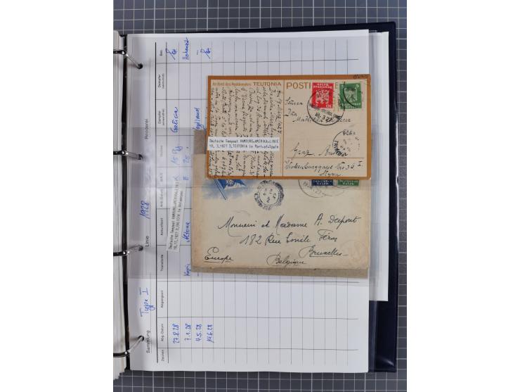 1913/39, interessante Sammlung “Kreisstempel mit Segment oben der Hamburg-Amerika-Linie” inkl. der Aptierungen mit 41 Briefen