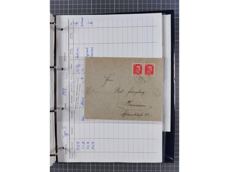 1913/39, interessante Sammlung “Kreisstempel mit Segment oben der Hamburg-Amerika-Linie” inkl. der Aptierungen mit 41 Briefen