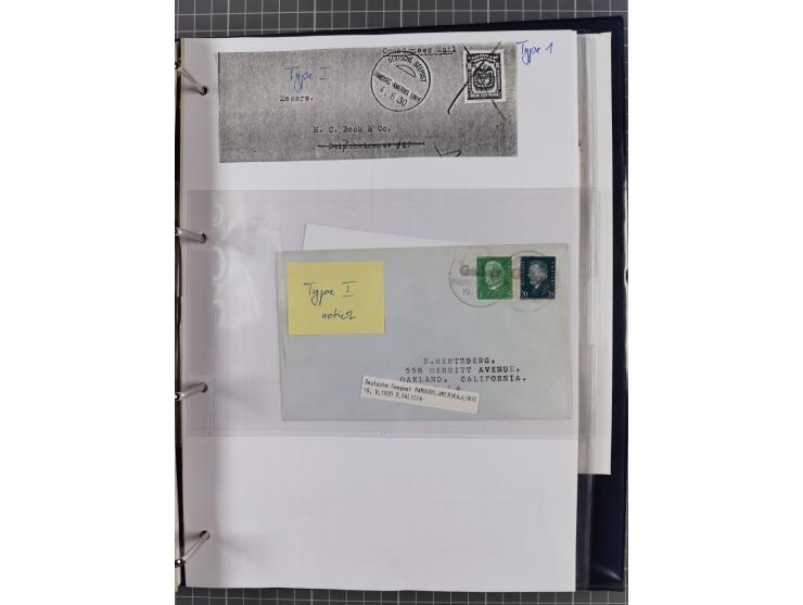 1913/39, interessante Sammlung “Kreisstempel mit Segment oben der Hamburg-Amerika-Linie” inkl. der Aptierungen mit 41 Briefen