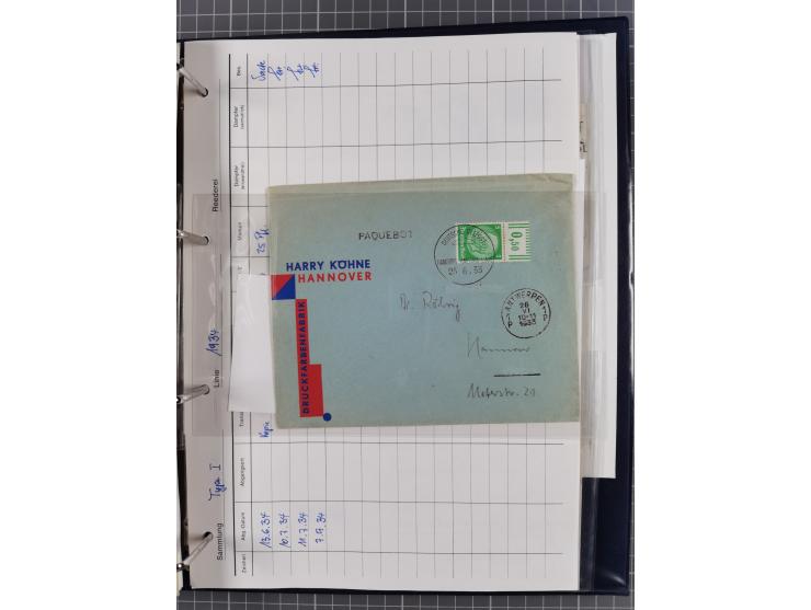 1913/39, interessante Sammlung “Kreisstempel mit Segment oben der Hamburg-Amerika-Linie” inkl. der Aptierungen mit 41 Briefen