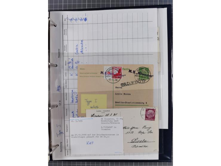 1913/39, interessante Sammlung “Kreisstempel mit Segment oben der Hamburg-Amerika-Linie” inkl. der Aptierungen mit 41 Briefen