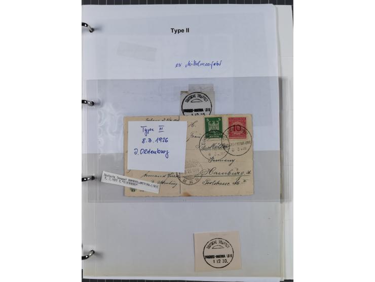 1913/39, interessante Sammlung “Kreisstempel mit Segment oben der Hamburg-Amerika-Linie” inkl. der Aptierungen mit 41 Briefen