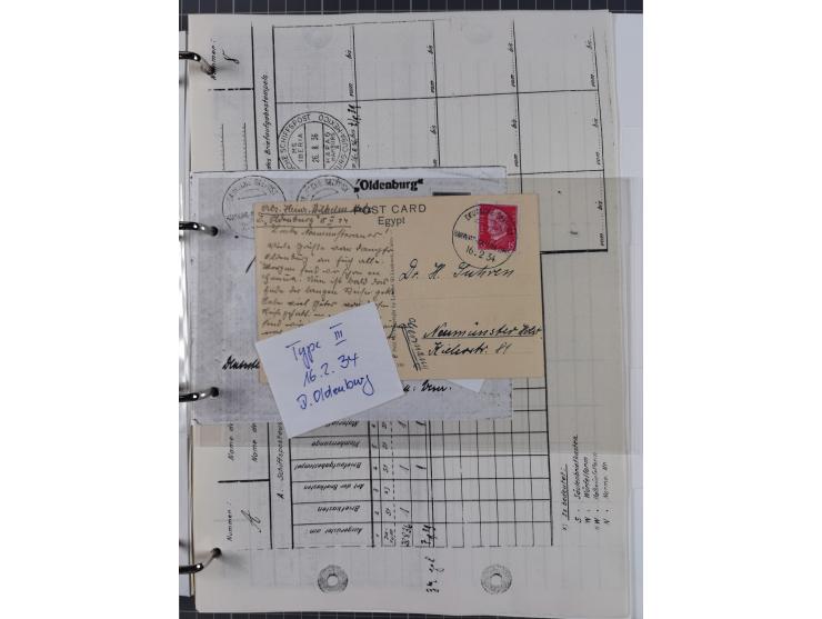 1913/39, interessante Sammlung “Kreisstempel mit Segment oben der Hamburg-Amerika-Linie” inkl. der Aptierungen mit 41 Briefen