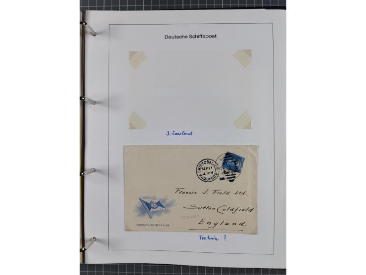 1913/39, interessante Sammlung “Kreisstempel mit Segment oben der Hamburg-Amerika-Linie” inkl. der Aptierungen mit 41 Briefen