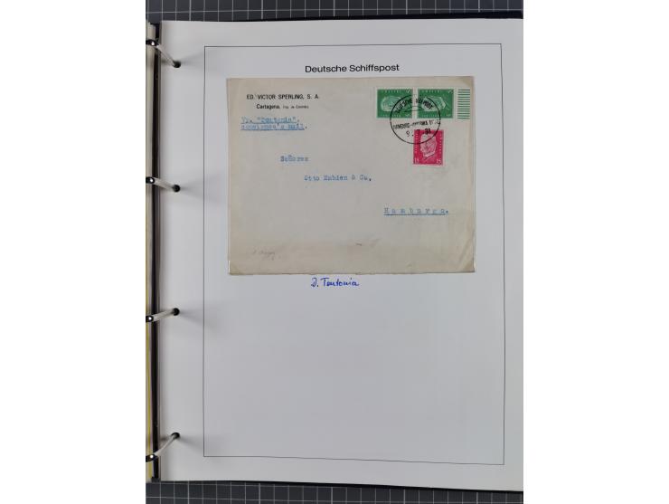 1913/39, interessante Sammlung “Kreisstempel mit Segment oben der Hamburg-Amerika-Linie” inkl. der Aptierungen mit 41 Briefen