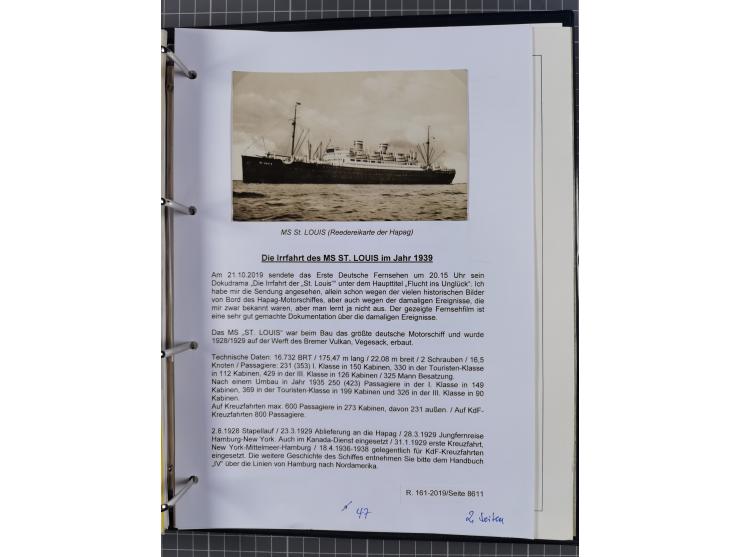 1913/39, interessante Sammlung “Kreisstempel mit Segment oben der Hamburg-Amerika-Linie” inkl. der Aptierungen mit 41 Briefen