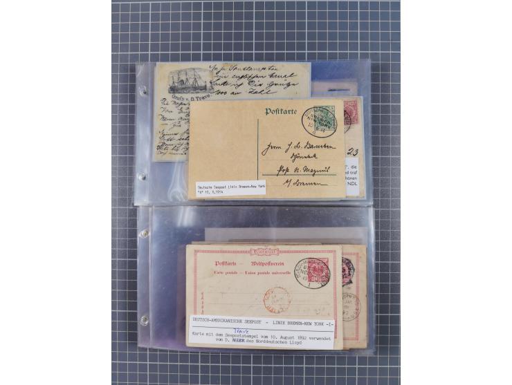 1891/1938, Sammlungspbestand “DASP BREMEN-NEW YORK” mit ca. 85 Briefen, Karten und GSK, Schwerpunkt bis ca. 1920 mit Untersch
